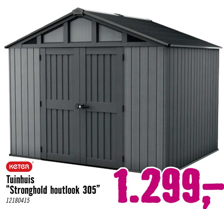 Aanbieding: KETER Tuinhuis Stronghold 10x8 incl. vloer kunststof houtlook 305 x 243 cm