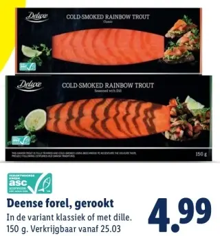 Aanbieding: Deense forel, gerookt