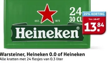 Aanbieding: Warsteiner, Heineken 0.0 of Heineken