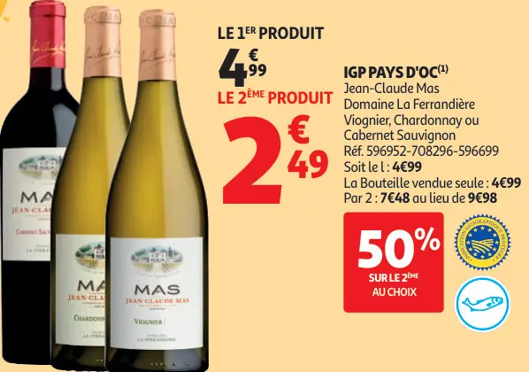 Offre: Jean-Claude Mas & Domaine La Ferrandière Viognier, Chardonnay ou Cabernet Sauvignon