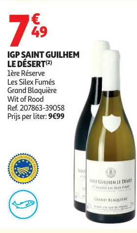 Promotie: Grand Blaquière IGP Saint Guilhem Le Désert 1ère Réserve Les Silex Fumés Grand Blaquière