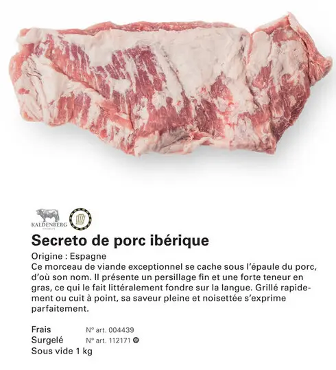 Offre: Secreto de porc ibérique