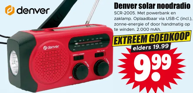 Aanbieding: Denver solar noodradio