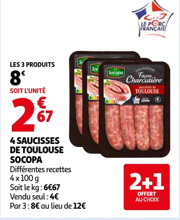 Promotie: 4 saucisses de toulouse