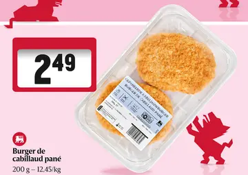 Offre: Burger de cabillaud pané