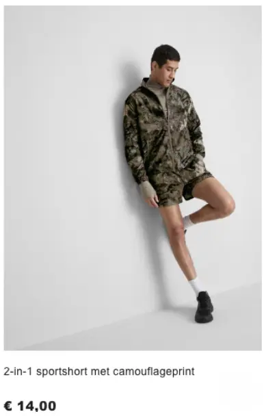 Promotie: 2-in-1 sportshort met camouflageprint