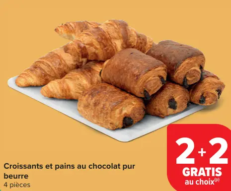 Offre: Croissants et pains au chocolat pur beurre