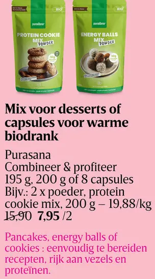 Promotie: Mix voor desserts of capsules voor warme biodrank