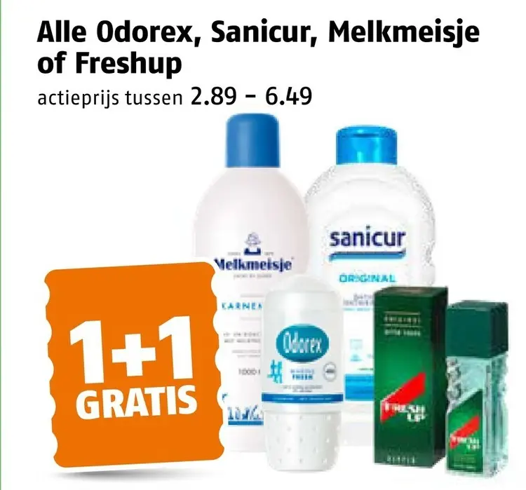 Aanbieding: Odorex, Sanicur, Melkmeisje of Freshup