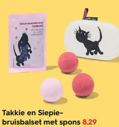 Aanbieding: Takkie en Siepie-bruisbalset met spons