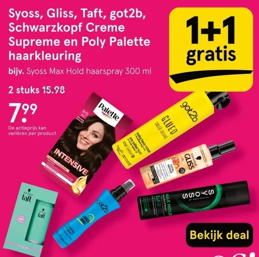 Aanbieding: Syoss, Gliss, Taft, got2b, Schwarzkopf Creme Supreme en Poly Palette haarkleuring
