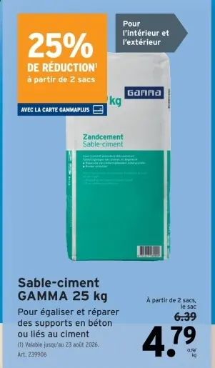 Offre: Sable-ciment