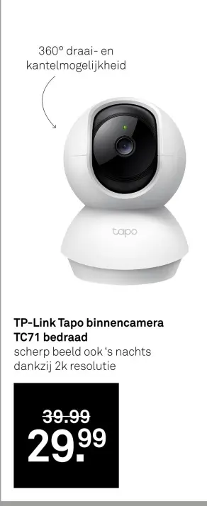 Aanbieding: Tapo binnencamera TC71 bedraad
