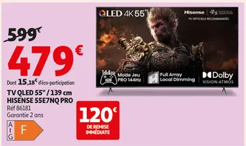Aanbieding: TV QLED 55" / 139 cm HISENSE 55E7NQ PRO