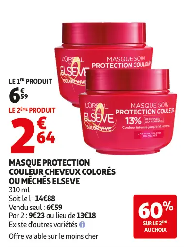 Promotie: Masque protection couleur cheveux colorés 