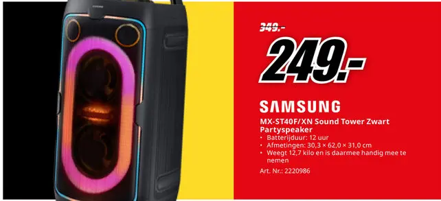 Promotie: Sound Tower Zwart Partyspeaker