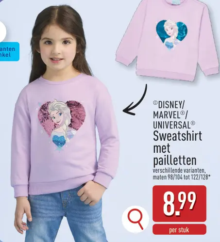 Promotie: Disney/Marvel/Universal Sweatshirt met pailletten