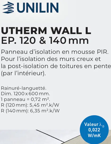 Offre: UNILIN Utherm wall l ep. 120 & 140 mm