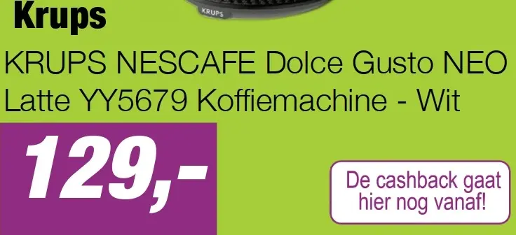 Aanbieding: KRUPS NESCAFE Dolce Gusto NEO Latte YY5679 Koffiemachine - Wit
