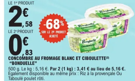 Promotie: Concombre au fromage blanc et ciboulette