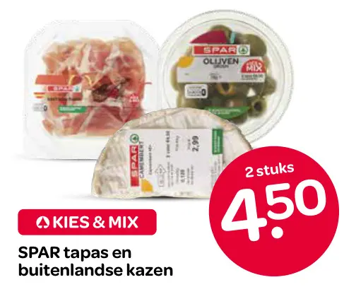 Aanbieding: SPAR tapas en buitenlandse kazen