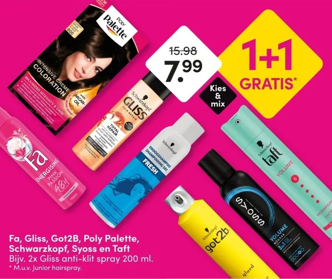 Aanbieding: Fa, Gliss, Got2B, Poly Palette, Schwarzkopf, Syoss en Taft