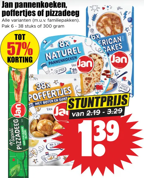 Aanbieding: Jan Pannenkoeken, poffertjes of pizzadeeg