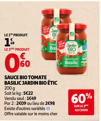Promotie: Sauce tomate basilic