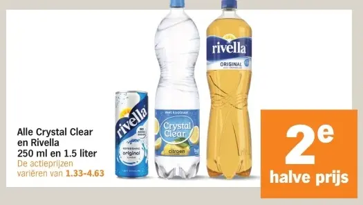 Aanbieding: Alle Crystal Clear en Rivella 250 ml en 1.5 liter