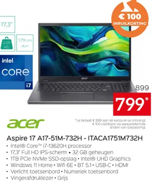Aanbieding: Aspire 17 A17-51M-732H - ITACA1751M732H