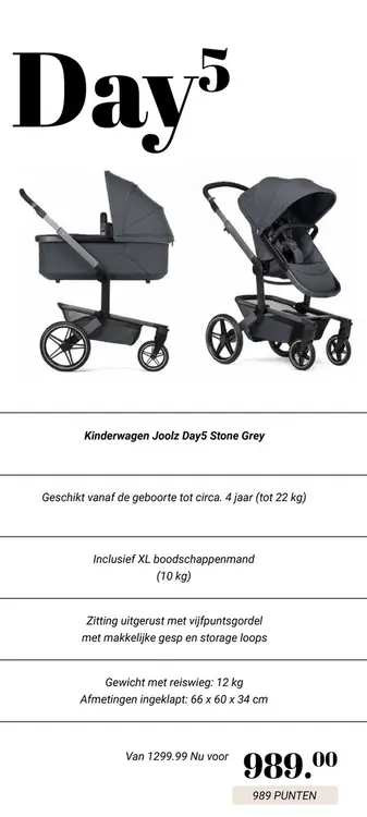 Aanbieding: Kinderwagen Joolz Day5 Stone Grey