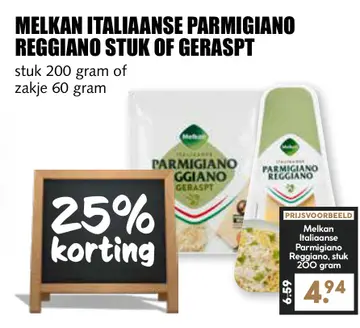 Aanbieding: Melkan italiaanse parmigiano reggiano stuk of geraspt