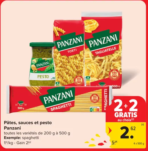 Offre: Pâtes, sauces et pesto