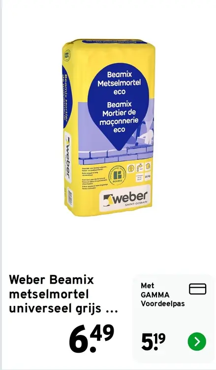 Aanbieding: Weber Beamix metselmortel universeel grijs