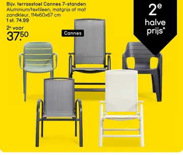 Aanbieding: Terrasstoel Cannes 7-standen - mat grijs