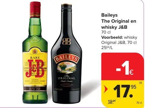 Promotie: Baileys The Original en whisky J&B