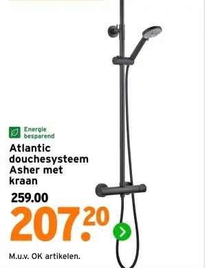 Aanbieding: Atlantic douchesysteem Asher met kraan