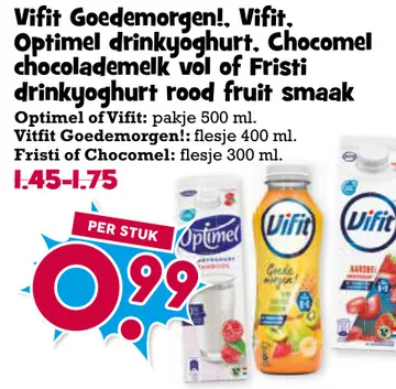Aanbieding: Drinkyoghurt, chocolademelk of Fristi