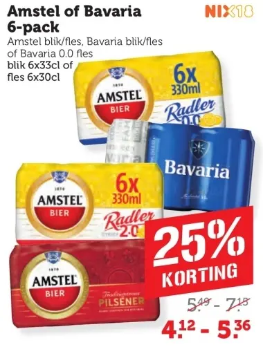 Aanbieding: Amstel of Bavaria 6-pack