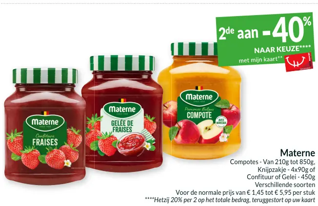 Promotie: Materne Compotes, Knijpzakje of Confituur of