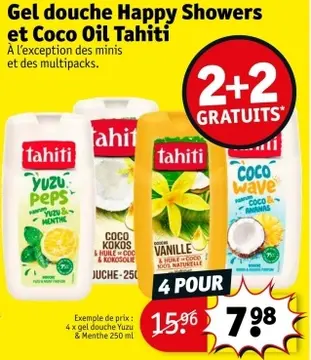 Offre: Gel douche Happy Showers et Coco Oil Tahiti