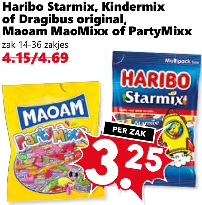 Aanbieding: Starmix, Kindermix of Dragibus original, Maoam MaoMixx of PartyMixx