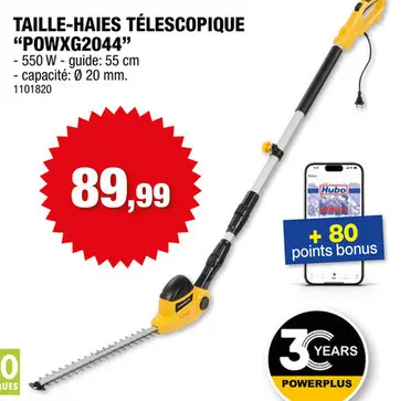 Offre: Powerplus POWXG2044 taille-haie électrique télescopique 550W 55cm