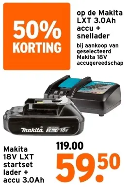 Aanbieding: LXT startset snellader + accu 3.0Ah