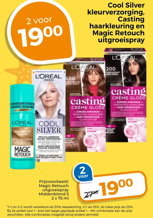 Aanbieding: Cool Silver kleurverzorging, Casting haarkleuring en Magic Retouch uitgroeispray