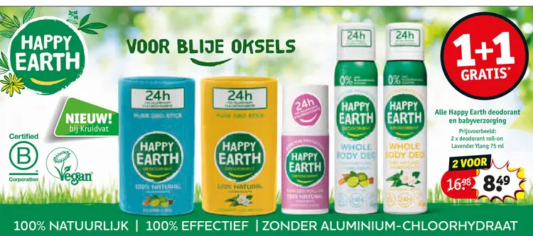 Promotie: Happy Earth deodorant en babyverzorging