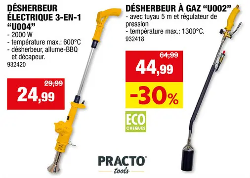 Offre: Practo Tools désherbeur à  gaz + tuyau 5m
