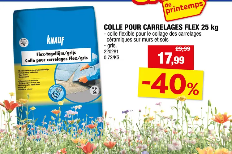 Offre: Knauf Flex colle pour carrelage 25kg gris