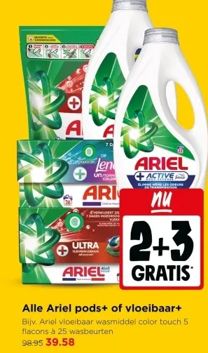 Aanbieding: Ariel pods+ of vloeibaar+