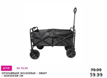 Aanbieding: Opvouwbare bolderkar - zwart - 103x54x108 cm 